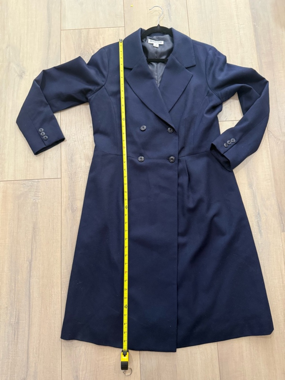 Pendleton Navy Double-Breasted Wool Trench Coat - Picture 5 of 7